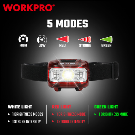 WORKPRO Red Headlamp (WP353000WE)
