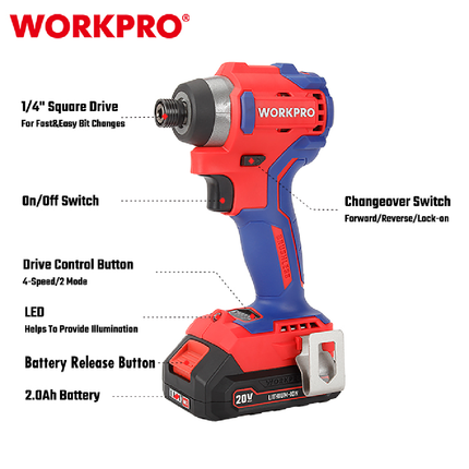 220 Nm Cordless Impact Drill from WORKPRO (WP390102)