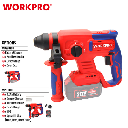 WorkPro (WP390300) Rotary Hammer Drill with Chisel Function