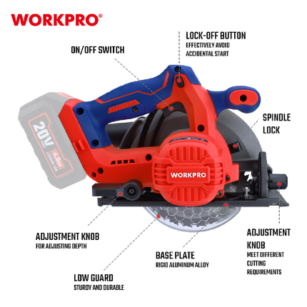WORKPRO 20V 7-Inch Cordless Circular Saw (WP391200)