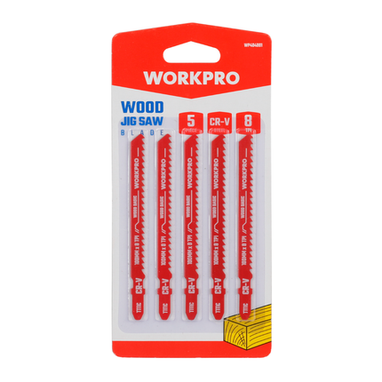 Workpro 5-Piece Reciprocating Saw Blade Set, 10cm, Fine Cut Wood (WP404001)