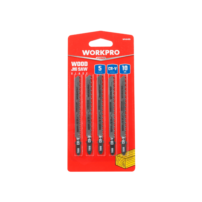 Workpro 5-Piece 10cm Reciprocating Saw Blade Set for Smooth Wood Cutting (WP404005)