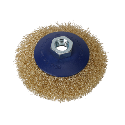 WORKPRO 4-inch Brass Coated Crimped Wire Wheel Brush (WP407031)