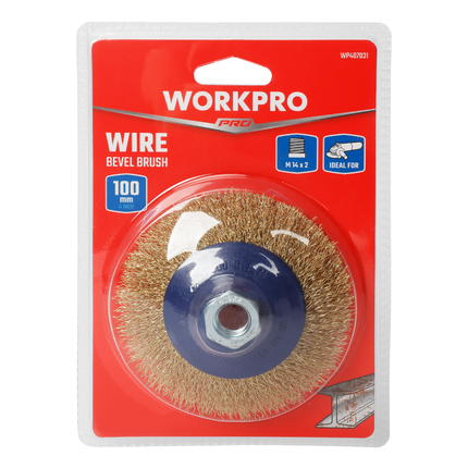 WORKPRO 4-inch Brass Coated Crimped Wire Wheel Brush (WP407031)