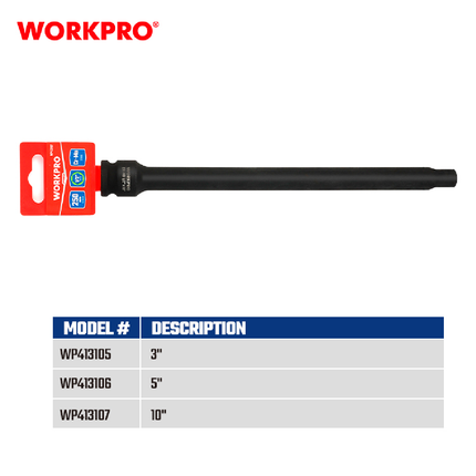 WorkPro 1/2-inch Drive Extension Bar, 255mm, Black (WP413107)