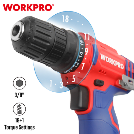 12V Cordless Drill Driver (Tool Only) by WorkPro (WP460202)