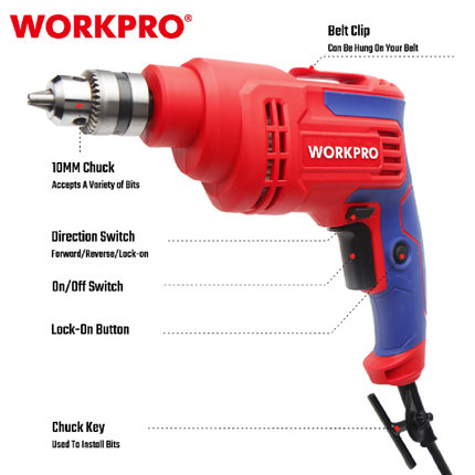 Workpro Electric Drill 500W 10mm (WP470000)