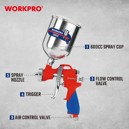 Workpro 600ml Top Pot Spray Gun (WP512001)