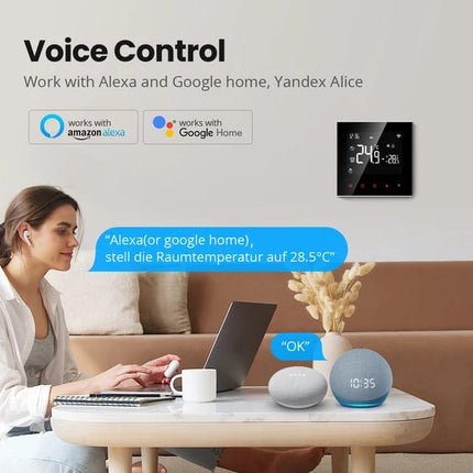 تيرموستات تويا الذكي وايفاي | يستخدم للتدفئة المنزلية | تحكم في درجة الحرارة | قابل للبرمجة الذكية
