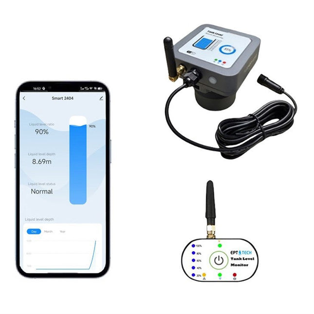 Tank Level Monitor | WiFi Home Display and Wireless Stainless Sensor | Supports 10m Depth | EPTech.WiFi.RF.10M