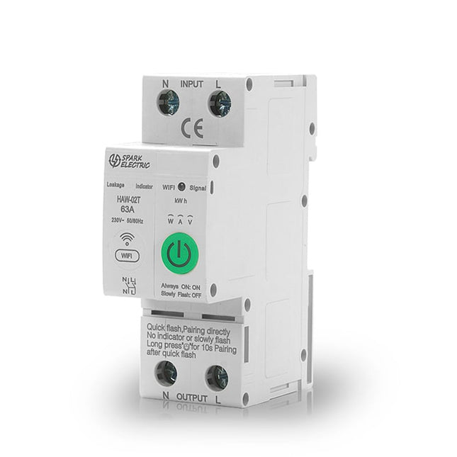 Smart Dual Pole Circuit Breaker (Energy Meter) (36mm / 63A) White | HAW-02T