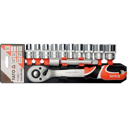 طقم بكسات 1/2 " مع طرطيقة 12 قطعة ياتو