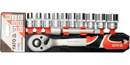 طقم بكسات 1/2 " مع طرطيقة 12 قطعة ياتو