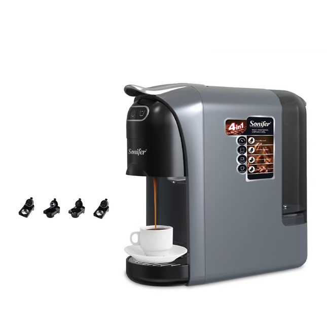 ماكينة قهوة تدعم الكبسولات والقهوة المطحونة 4 بـ 1 بمضخة ضغط عالية 19 بار ماركة Sonifer