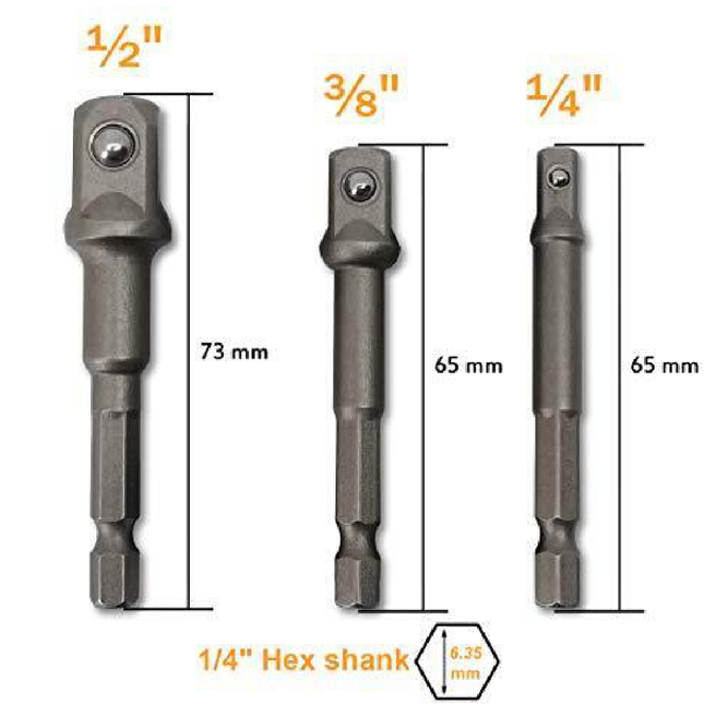 طقم ادابتر بوكسات 3 قطع 1/4 انش
