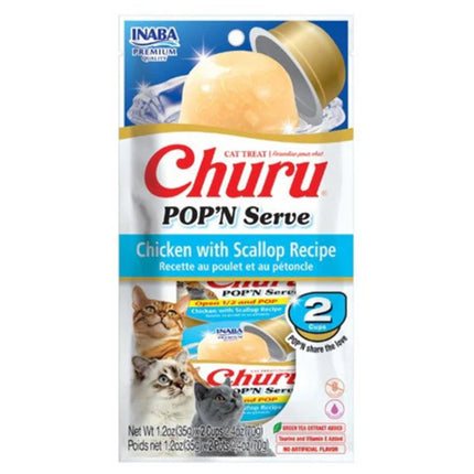 Inaba Churu POP'N Serve Chicken & Scallop Recipe Cat Treat 2 pcs