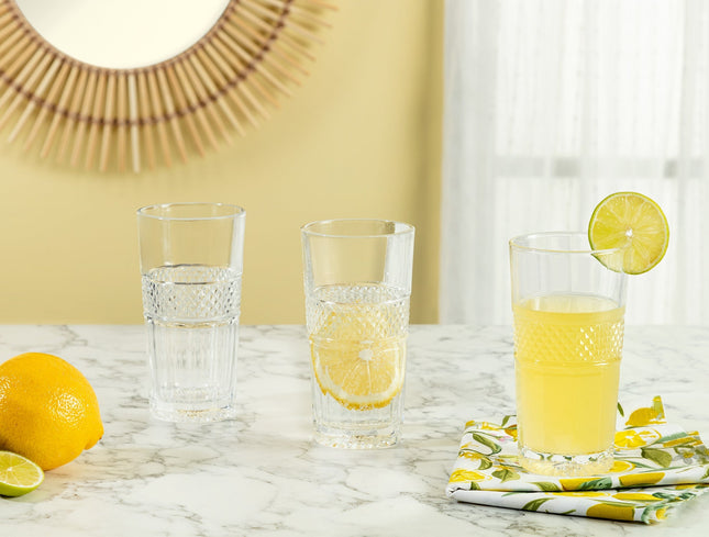 Laurent Set of 4 Geometric Highball Glasses 295 ml