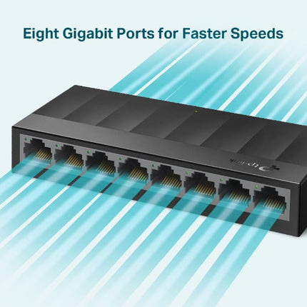محول سطح المكتب TP-Link LS1008G | 8 منافذ بسرعة 10/100/1000 ميجابت في الثانية (أسود)