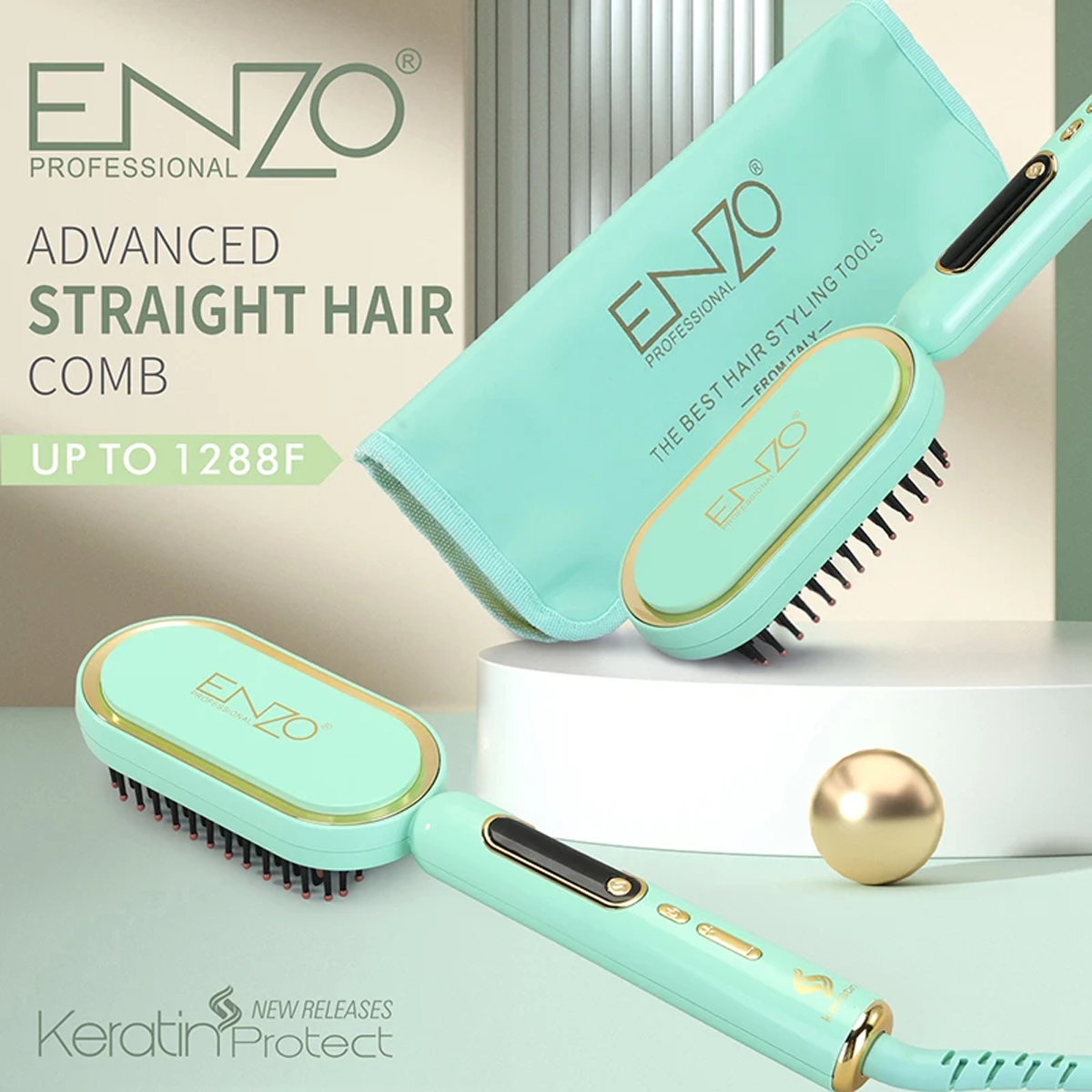 فرشاة سشوار الشعر بدرجة حرارة عالية 12800 فهرنهايت ماركة ENZO | ENZO فرشاة سشوار الشعر بدرجة حرارة عالية 12800 فهرنهايت ماركة ENZO | ENZO
