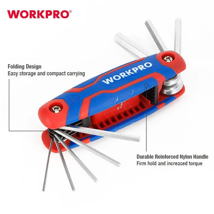 طقم مفاتيح الانكي سداسية قابلة للطي من WORKPRO (٨ قطع) (متري) | WP222019