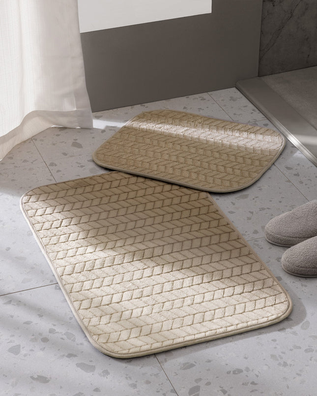 Noris Bath Mat Set in Beige – 2 Pieces