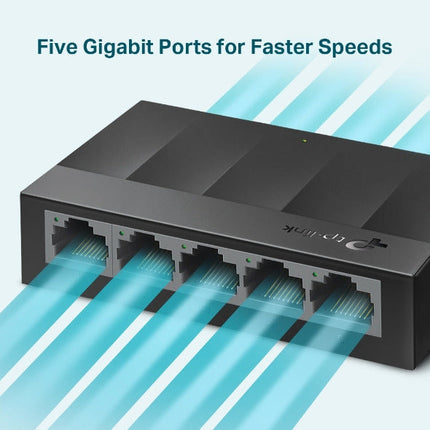 محول شبكة مكتبي TP-Link LS1005G | 5 منافذ بسرعة 10/100/1000 ميجابت في الثانية (أسود)