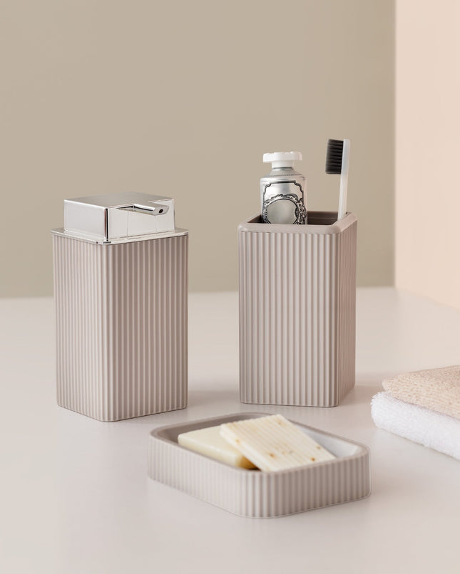 Kelly 3-Piece Bathroom Set - Light Coffee Colored Accessories