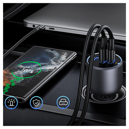 UGREEN 130W Dual Type-C & 1x USB Ports Metal Car Charger / - 35025