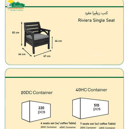 طقم كنب ريفيرا  رباعي مع فرش من سامبا