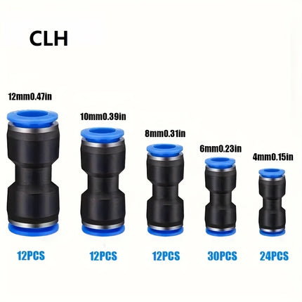 مجموعة توصيل هواء سريعة الإصدار – 90 قطعة (مقاسات 4/6/8/10/12 مم)