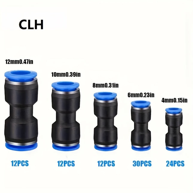 مجموعة توصيل هواء سريعة الإصدار – 90 قطعة (مقاسات 4/6/8/10/12 مم)