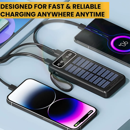 باوربانك يعمل بالطاقة الشمسية بسعة 30000 مللي أمبير مع ضوء كشاف ماركة Solar Power Bank