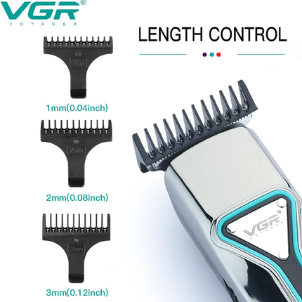 ماكينة حلاقة قابلة لإعادة الشحن مع 3 امشاط من VGR - موديل v-008