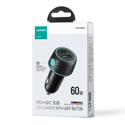 شاحن سيارة مع إضاءة بمنافذ USB+USB-C / Type-C من JOYROOM