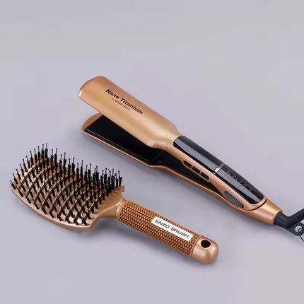 ستريتر و فرشاة اصلية للشعر مع سيروم "هدية" ماركة ENZO - موديل en-030as