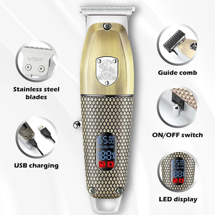 ماكينة حلاقة الشعر اللاسلكية مع 4 امشاط ماركة VGR موديل v-976
