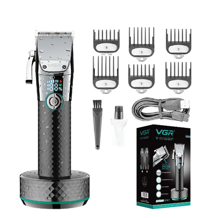 ماكينة حلاقة رجالية احترافية مع قاعدة "مقاومة للماء" ماركة VGR - موديل v-682