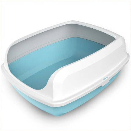 Open Cat Litter Tray High Sided Deep Pan Toilet Box Loo 50.5x42x19.5cm