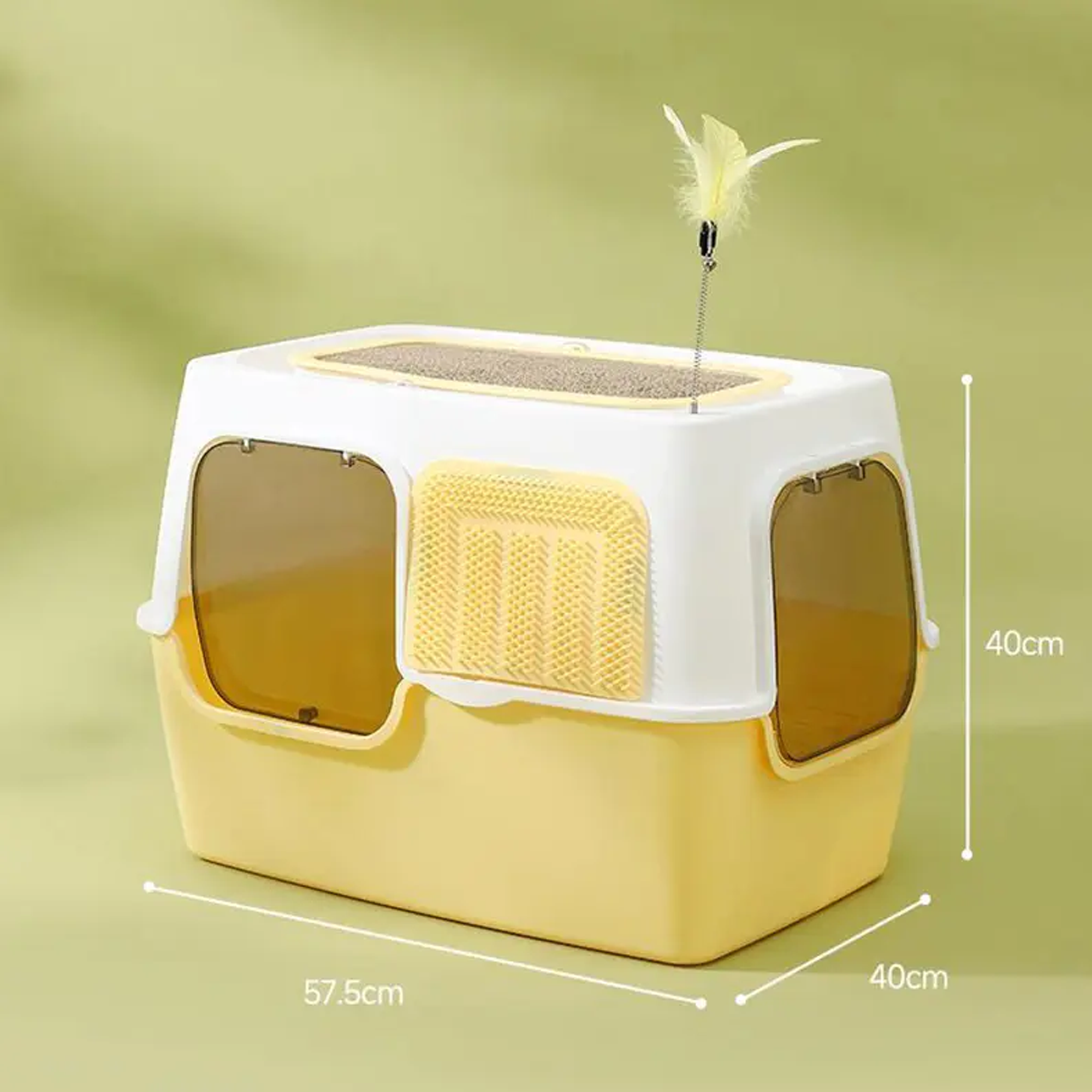 Cat Scratching Post And Cat Teaser Wand 2-in-1 Fully Enclosed Cat Litter Box |