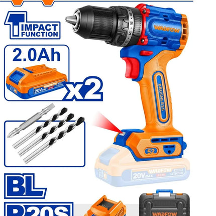 درل شحن 20فولت brushless 52 نيوتن مع بطاريتين 2 امبير وادفو  WCDP5281  -عمان هاردوير