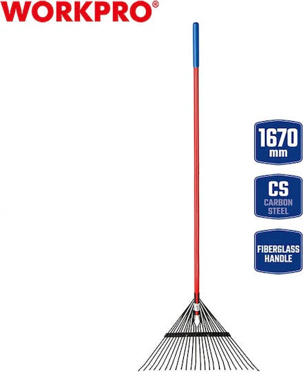 مشط أوراق الحدائق WORKPRO المصنوعة من الألياف الزجاجية الطويلة
