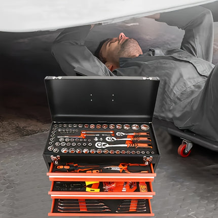 صندوق عدة محمول ثلاثي الأدراج مع 408 ملحقات