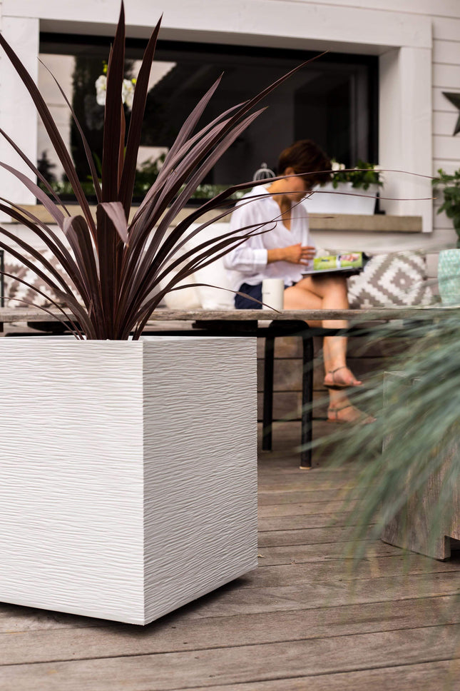 EDA Planters, Pots, & Outdoor Storage White Square Pot 40cm قوار مربع 40 سم