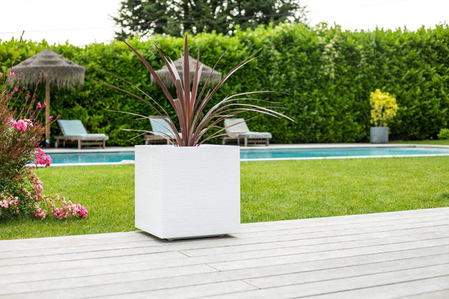 EDA Planters, Pots, & Outdoor Storage White Square Pot 40cm قوار مربع 40 سم