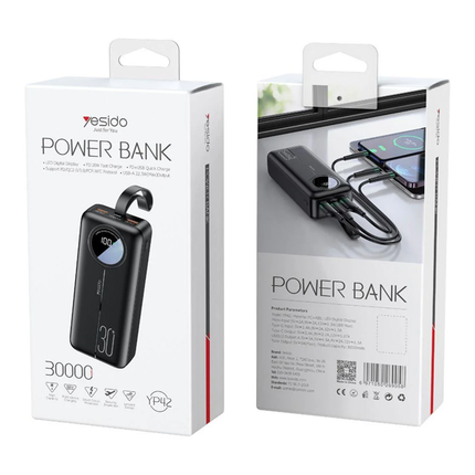 باوربانك Yesido YP42 بسعة 30000mAh – شحن سريع 22.5W مع شاشة LCD رقمية
