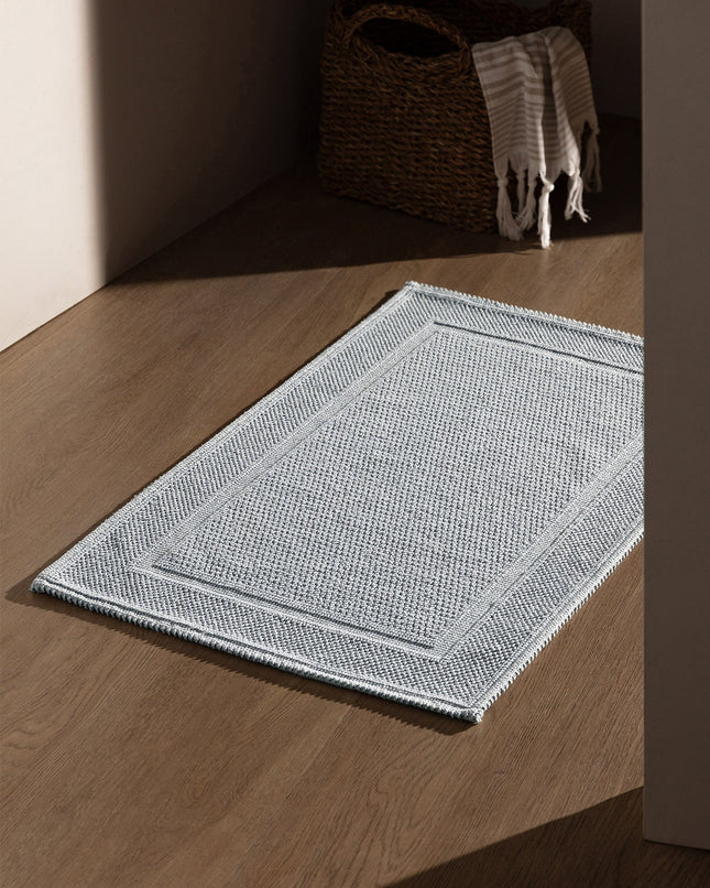 Blue embossed bath mat - soft, luxurious texture