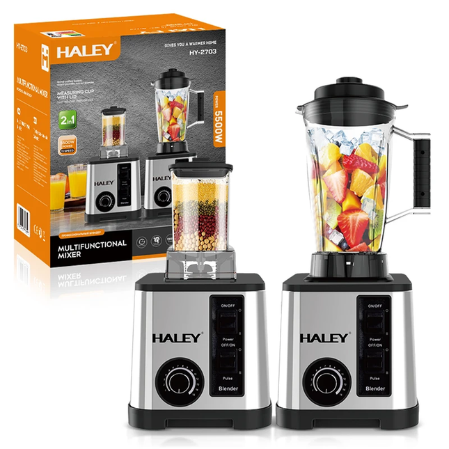 عصارة وخلاط كهربائي 2 في 1 بقوة 5500 واط و 15 سرعة ماركة HALEY