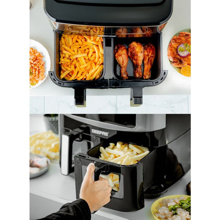 Geepas 9L Dual Basket Digital Air Fryer - GAF37525UK with VORTEX Air Frying Technology