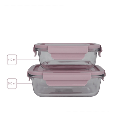 وعاء تخزين طعام زجاجي مستطيل