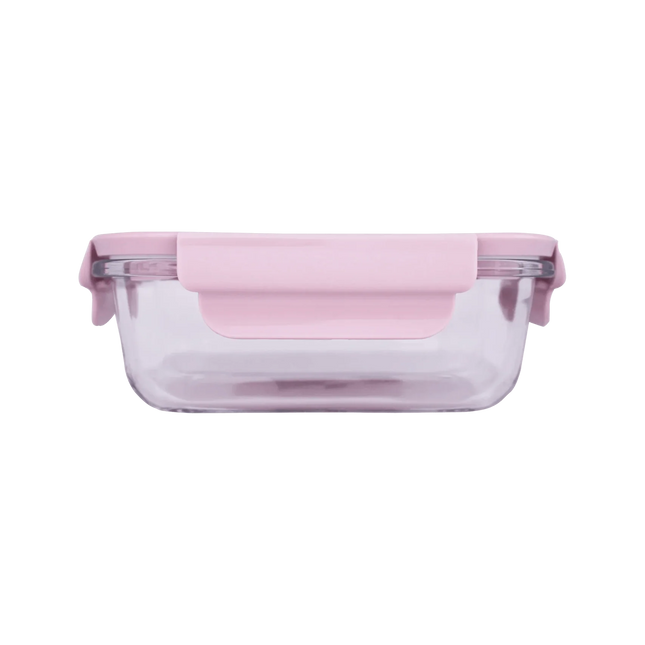 وعاء تخزين طعام زجاجي مستطيل